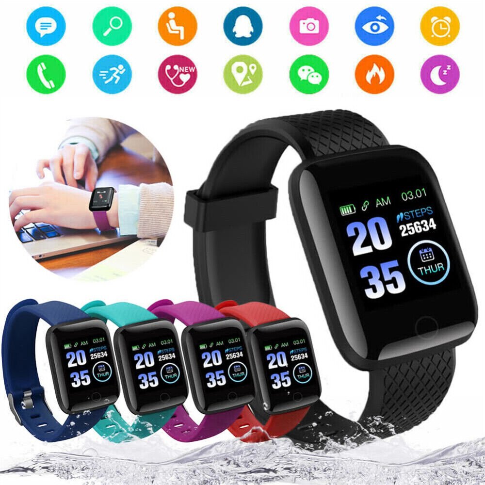 Red | Sports Smart Watch Bracelet With Fitness Tracker Heart Rate And Blood Pressure Pedometer - Office Catch