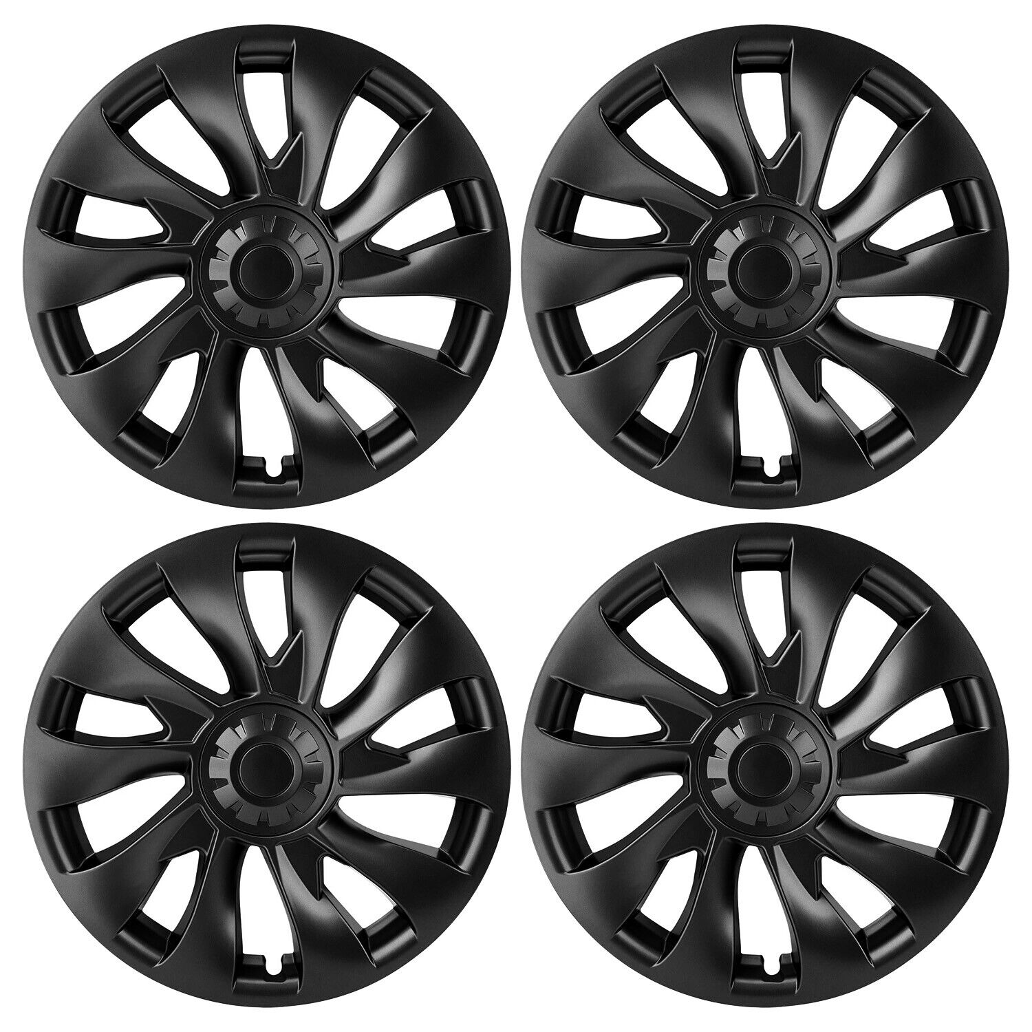 Set of 4 Tesla Model 3 Wheel 18" Hub Cap Replacement Rim Cover - Matte Black - Office Catch